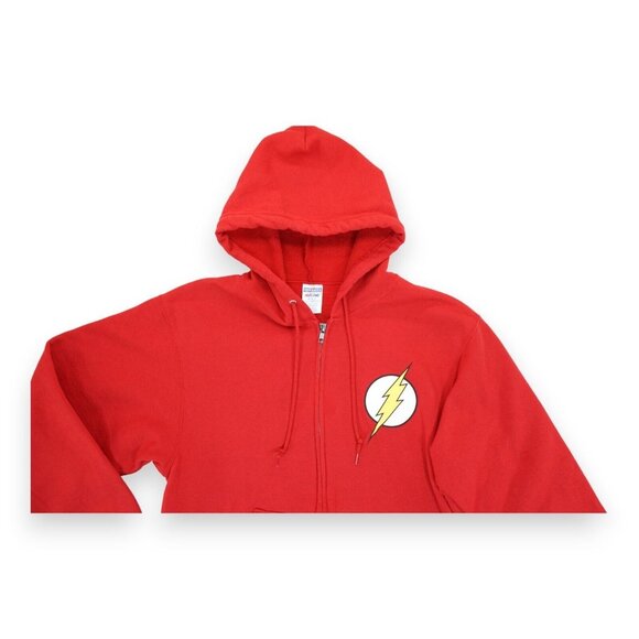 DC Comics Flash Symbol Zip-Up Hoodie Adult Full Zip Long Sleeve Size M Red - Picture 3 of 5